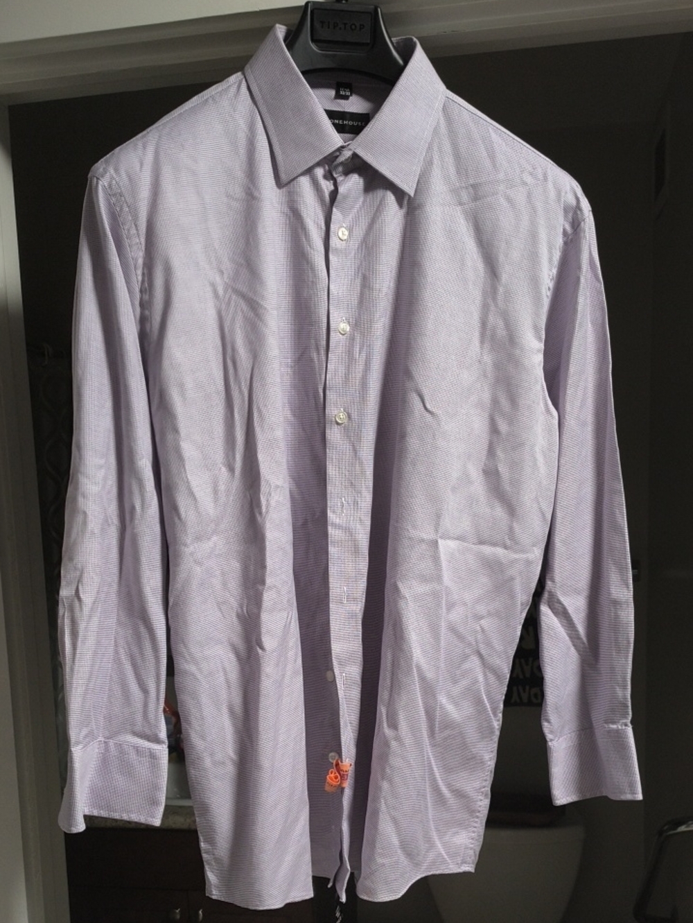 H&M Men's Light Purple Micro-Check Dress Shirt